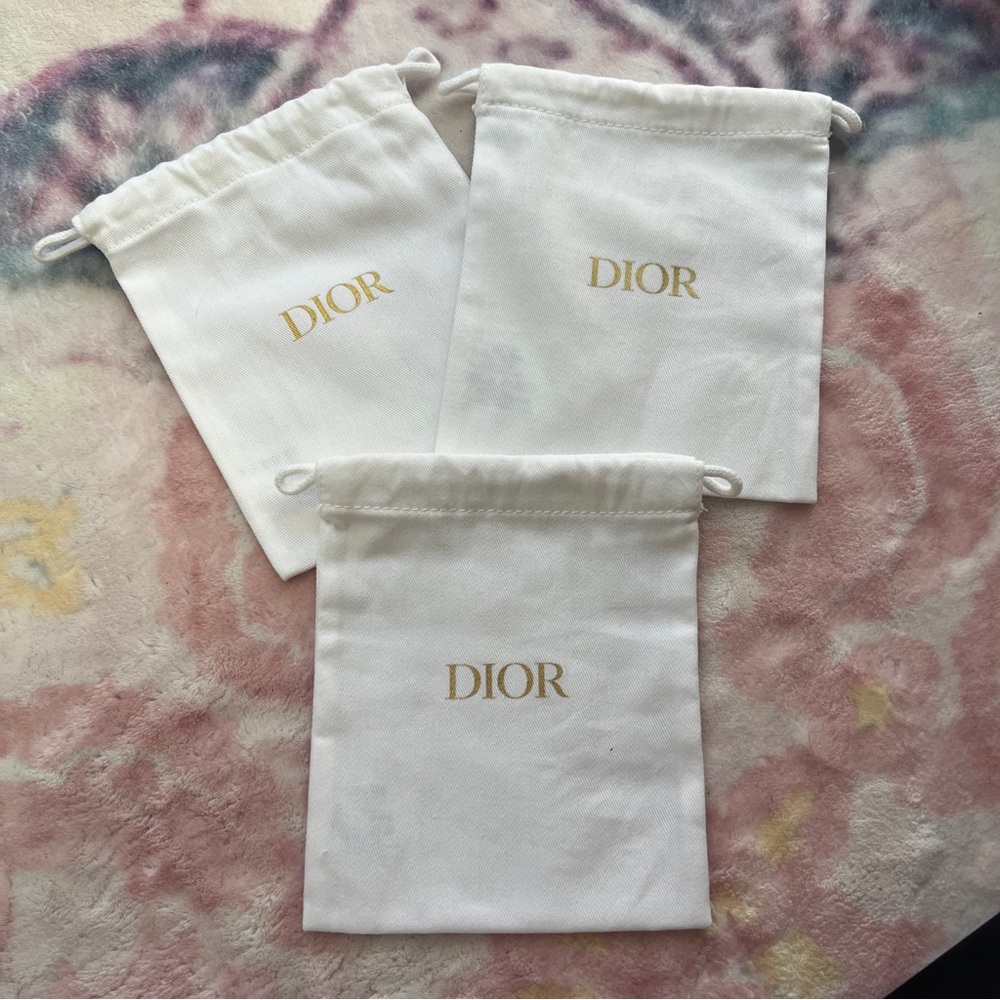 BRAND NEW DIOR White Cotton Beauty Dust Bag x3